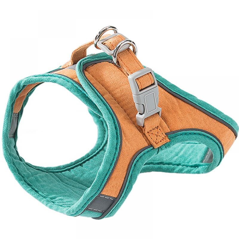 foto del prodotto 1pc verde arancione patchwork imbracatura e guinzaglio per gatti, comoda giacca da passeggio per gatti m 