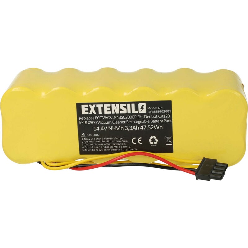 foto del prodotto 1x batteria compatibile con ariete bricola 2717, 2713 aspirapolvere (3300mah, 14,4v, nimh) - extensilo