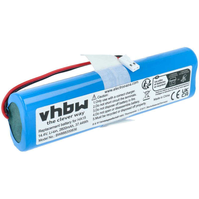 foto del prodotto 1x batteria compatibile con medion md13202, md16192, md19510, md19511 home cleaner 2600mah, 14,4v, li ion vhbw