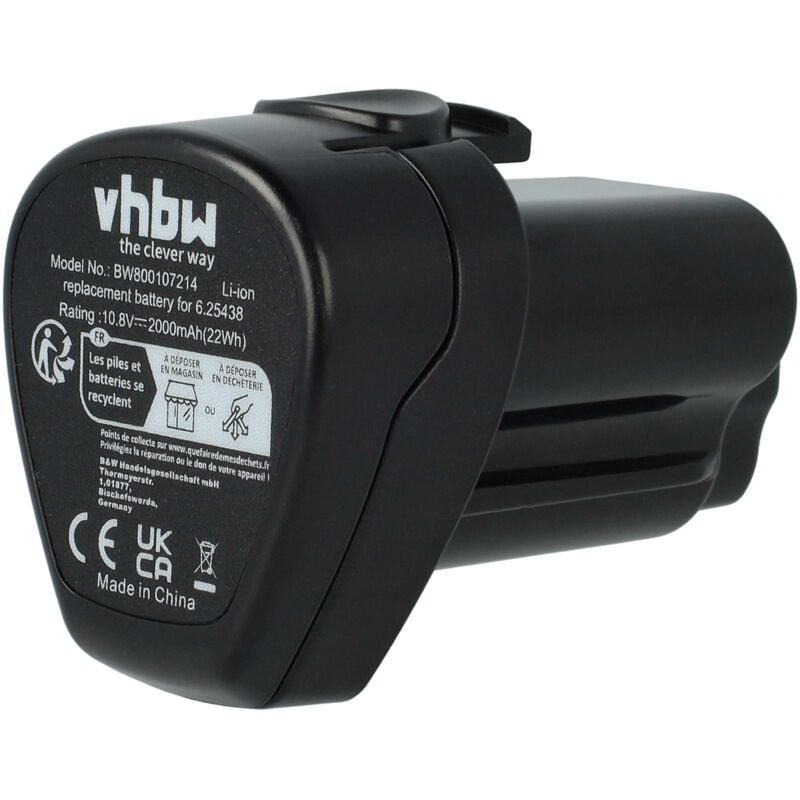 foto del prodotto 1x batteria compatibile con metabo combo set 2.1 10.8 v quick pro, combo set 2.2 10.8 v quick pro utensile elettrico 2000 mah, li ion, 10,8 v vhbw