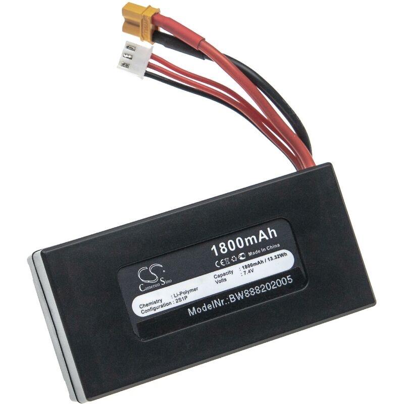 immagine 0 del prodotto 1x batteria compatibile con mjx bugs 8, 6 drone quadricottero multicottero 1800mah, 7,4v, li poly vhbw
