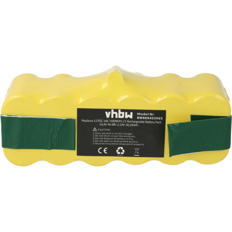 foto del prodotto 1x batteria sostituisce 11702, 80501e, 80601, 11702, 68939, 80501, 855714, 4419696 per home cleaner 2100mah, 14,4v, nimh vhbw