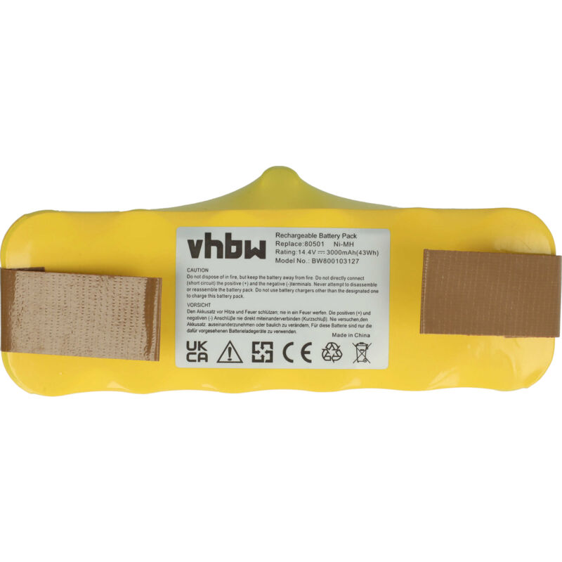 foto del prodotto 1x batteria sostituisce 80501e, r3 500, sp530 bat, 68939, 80501, 855714, 4419696 per home cleaner 3000mah, 14,4v, nimh vhbw