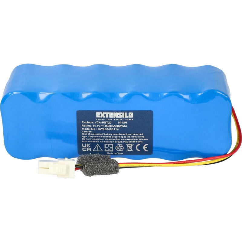 foto del prodotto 1x batteria sostituisce samsung dj96-00116b, dj96-0083c, dj96-00136b, vca-rbt20 per aspirapolvere 4500mah, 14,4v, nimh - extensilo