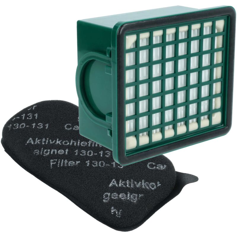 foto del prodotto 1x filtro hepa, 1x filtro ai carboni attivi compatibile con vorwerk folletto 131, 130, 131sc aspirapolvere vhbw