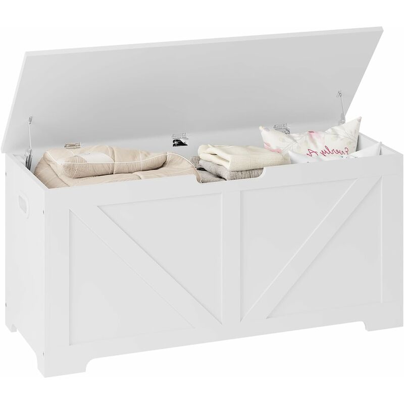 foto del prodotto 1x panca contenitore con portaoggetti panca bianco.100x40x47cm.76l woltu