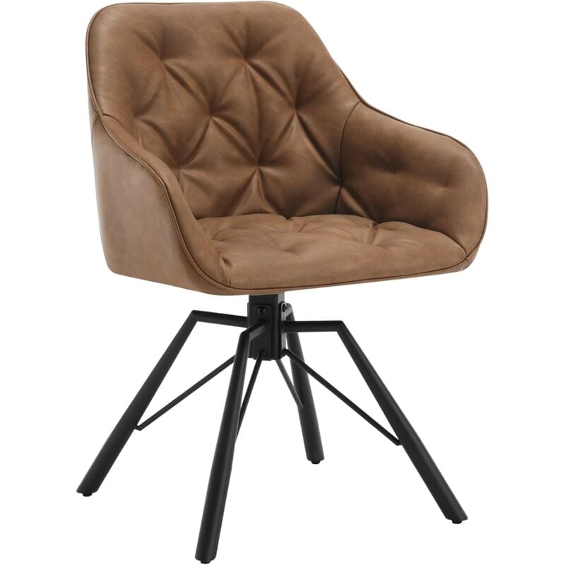 foto del prodotto 1x poltroncina sedia imbottita sala da pranzo girevole a 360 attesa moderna in pu elegante con braccioli, marrone chiaro woltu