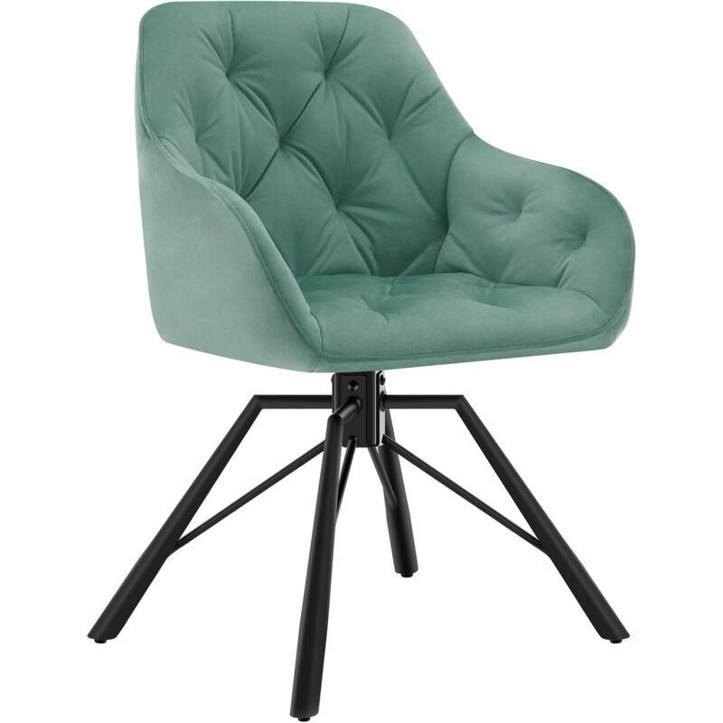 foto del prodotto 1x poltroncina sedia imbottita sala da pranzo girevole a 360 attesa moderna in velluto elegante con braccioli, turchese woltu