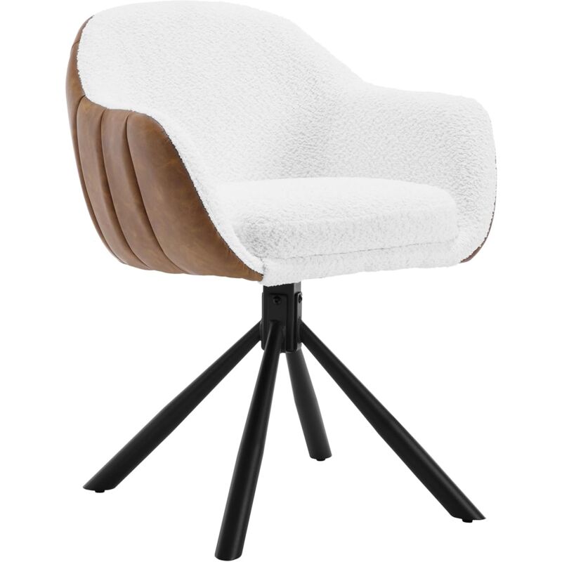 foto del prodotto 1x sedia cucina sala da pranzo design moderno ristorante girevole.gambe in metallo. seduta in ciniglia. bianco woltu