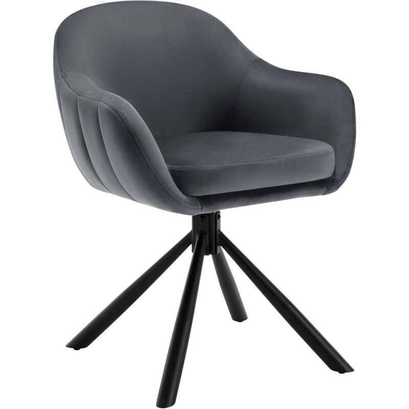 foto del prodotto 1x sedia cucina sala da pranzo design moderno ristorante girevole.gambe in metallo. seduta in velluto. grigio scuro woltu