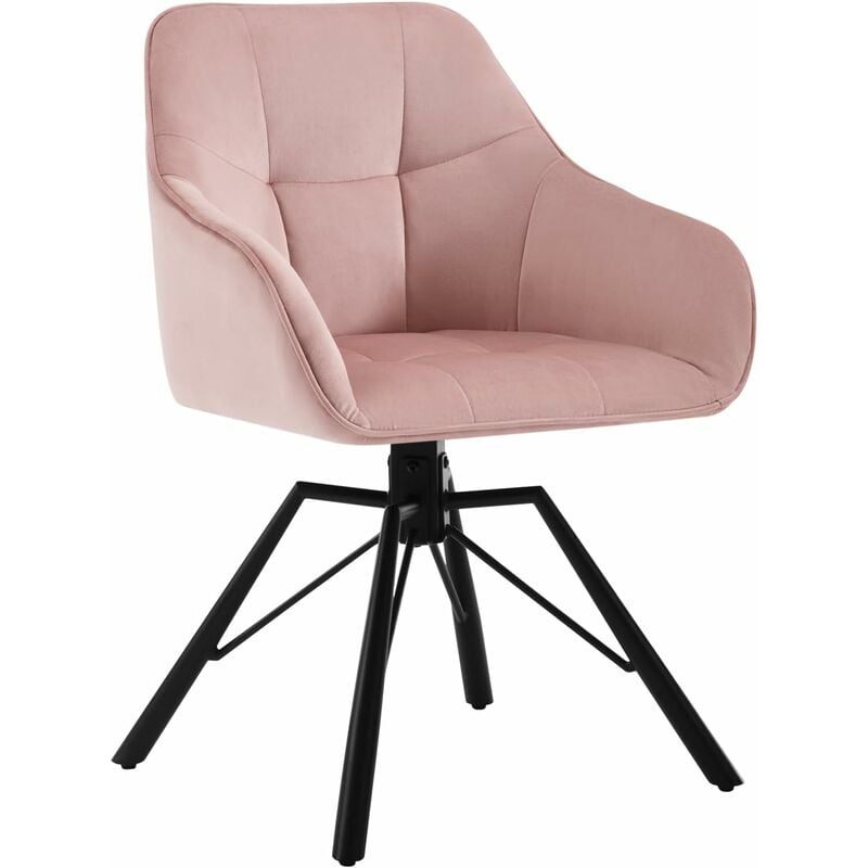 foto del prodotto 1x sedia per sala da pranzo girevole a 360 , poltroncina in velluto , rosa woltu