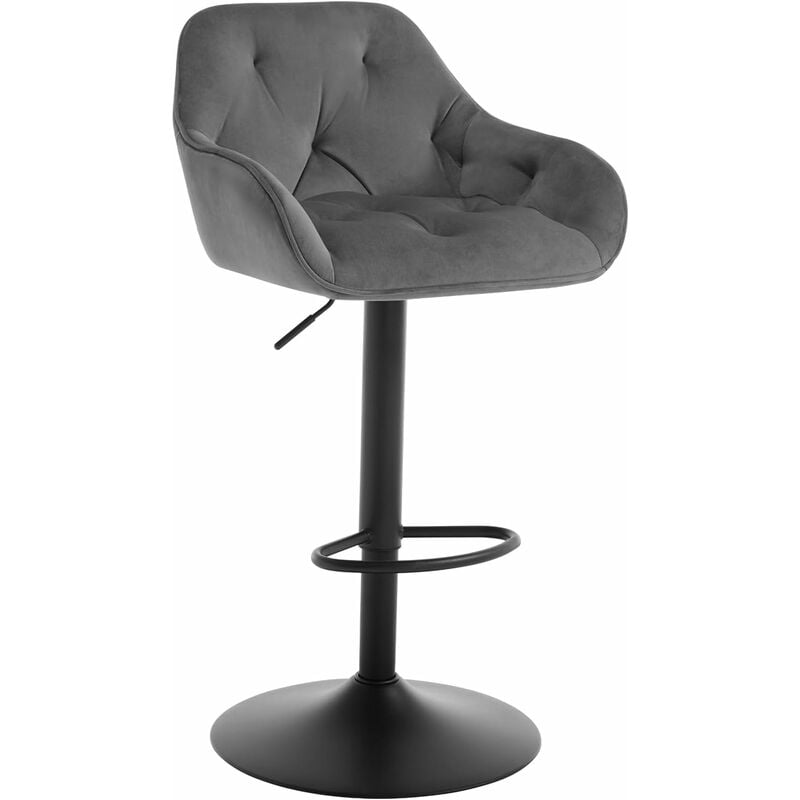 foto del prodotto 1x sgabello da bar albergo hotel sedia cucina con poggiapiedi altezza regolabile girevole stile moderno di design contemporaneo, grigio scuro woltu