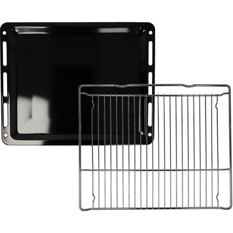 foto del prodotto 1x teglia da forno, 1x griglia set da 2pz. compatibile con siemens hm636gns1 20, hm676g0s1 01 forni 45,5 x 36,1 37,5 x 3 cm vhbw