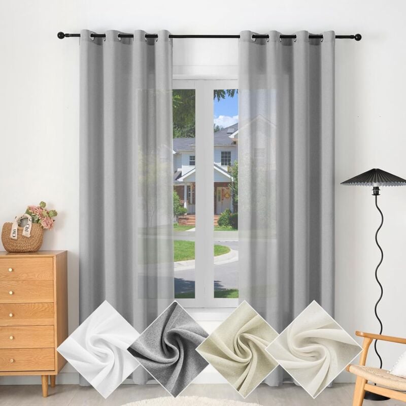 foto del prodotto 1x tende per interni semitrasparente moderne in 100 poliestere con anelli grigio 135x225cm woltu