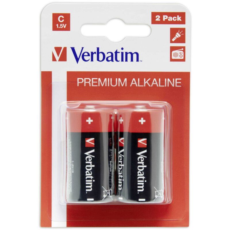 foto del prodotto 1x2 batteria alcalina verbatim baby c lr 14 49922