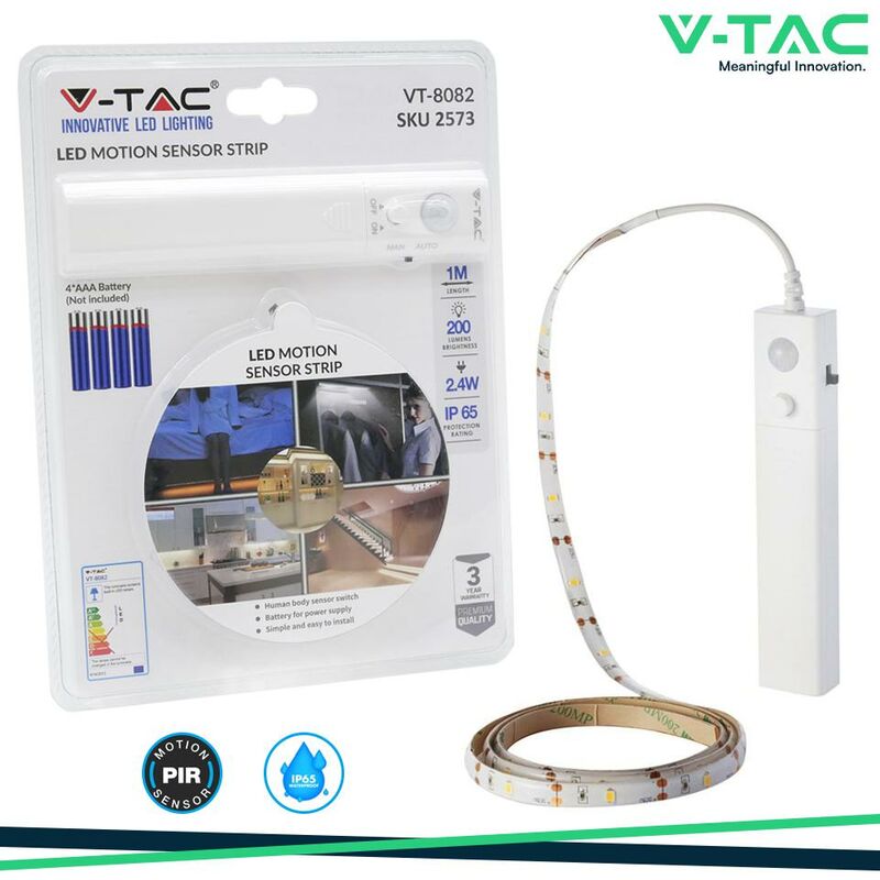 foto del prodotto 2.4w led striscia 2835 sensore a movimento 1m. 4000k luce naturale
