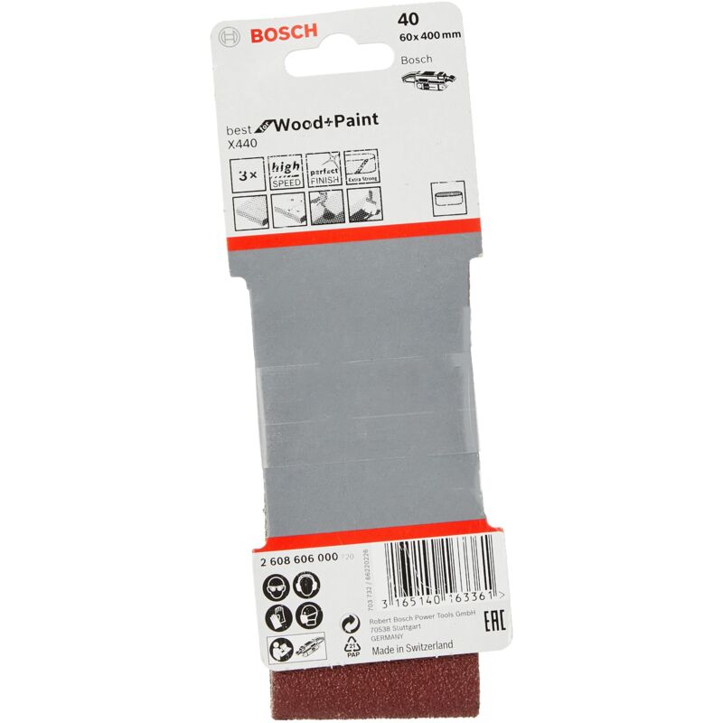 foto del prodotto 2 608 606 000 nastro abrasivo, 60x400 mm, grana 40 bosch
