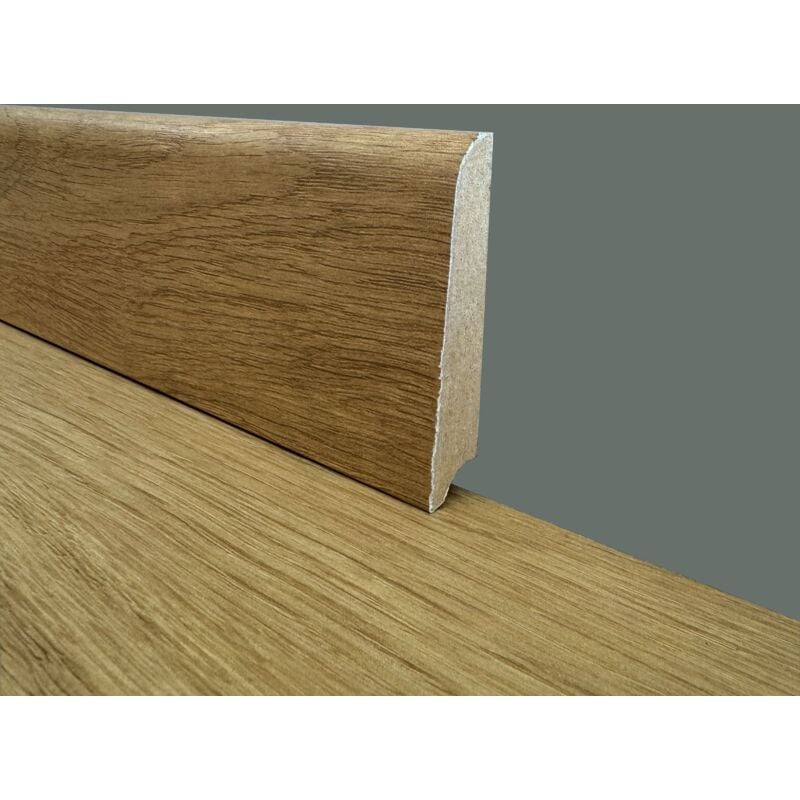 foto del prodotto 2,99ml battiscopa in fibra di legno coordinato gamma laminati 70x15 inclinato vari decori muson golden oak 