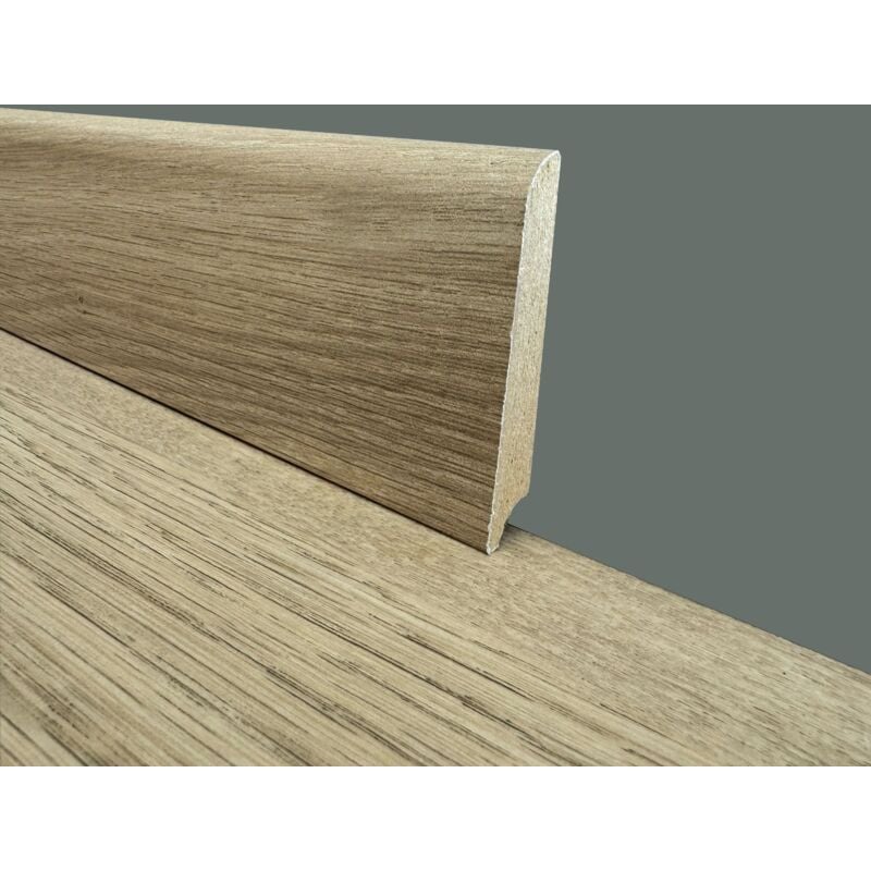 foto del prodotto 2,99ml battiscopa in fibra di legno coordinato gamma laminati 70x15 inclinato vari decori samyeli cream oak 