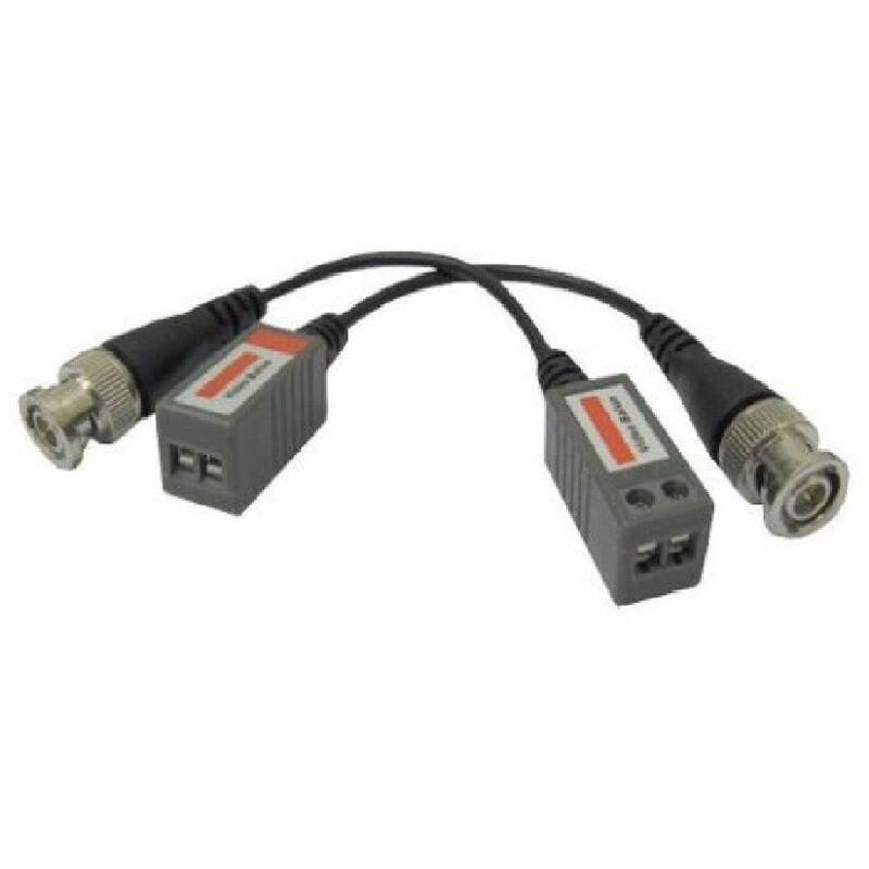 foto del prodotto 2 adattatori trasmettitori video balun bnc morsetti passivi cavo esteso 100 mt trade shop traesio