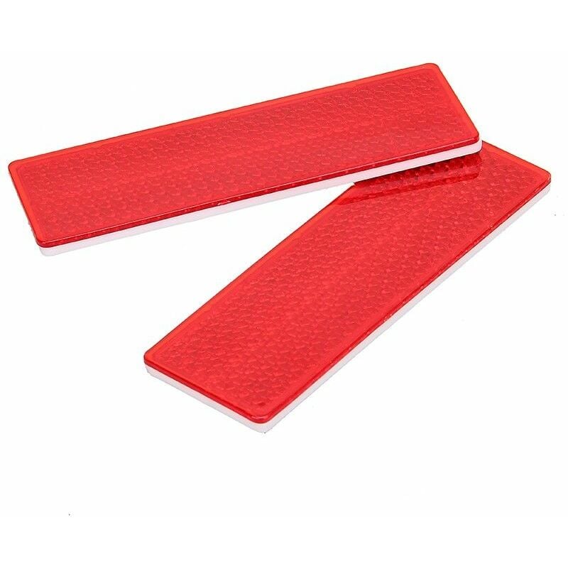 foto del prodotto 2 adesivi catarifrangenti riflettenti in plastica rigida in 2 colori colore - rosso