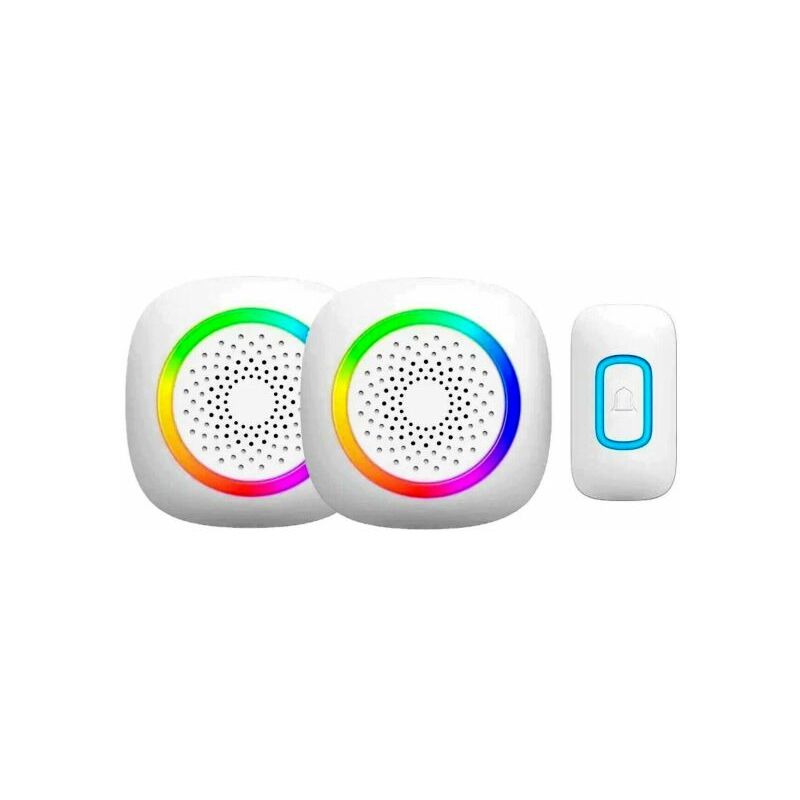 foto del prodotto 2 campanelli senza fili wireless 2 ricevitori luce rgb 60 melodie rl-2r3995