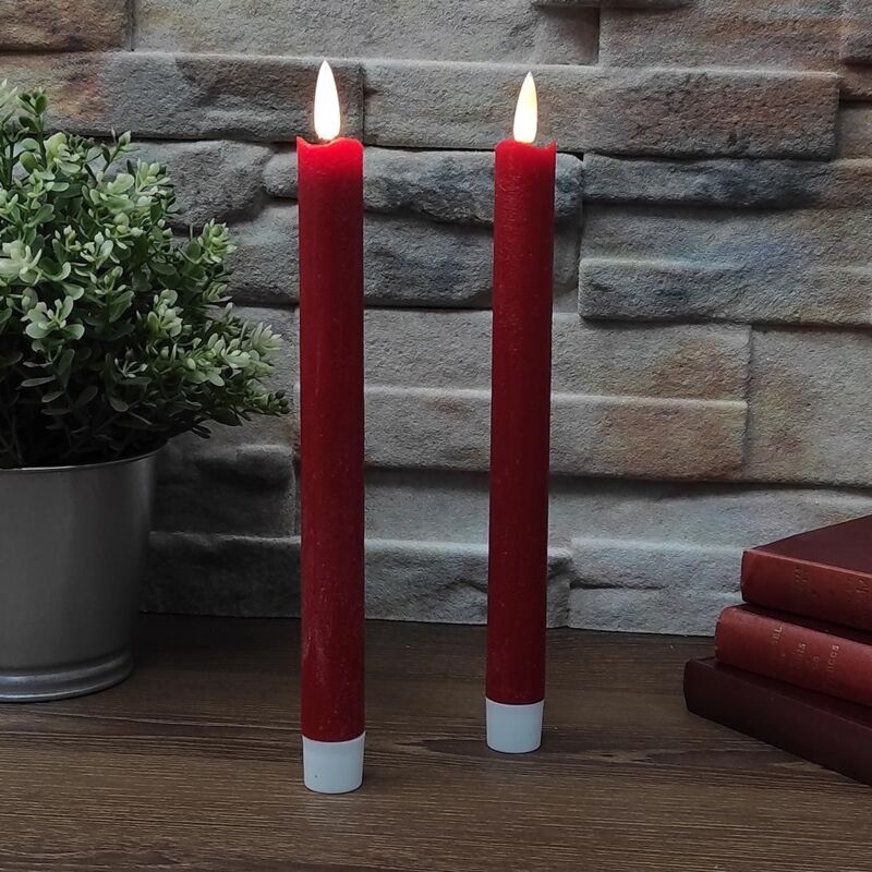 foto del prodotto 2 candele fiamma 3d led cera rossa