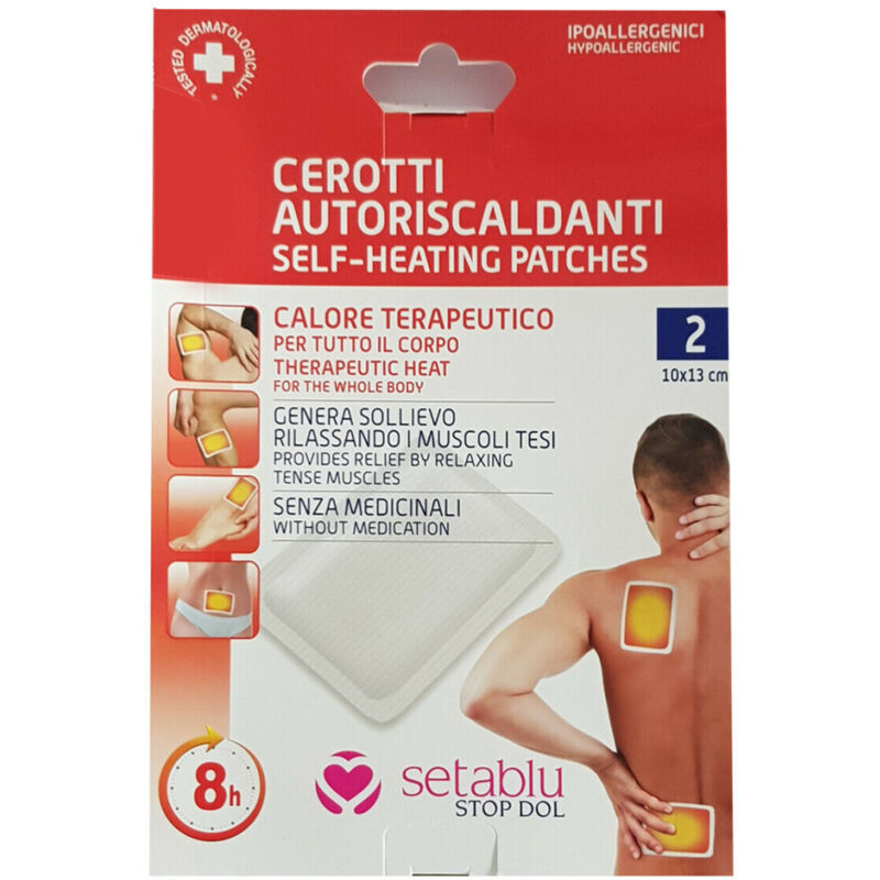foto del prodotto 2 cerotti auto riscaldanti calore corpo schiena collo muscoli dolore 10x13cm - - trade shop traesio