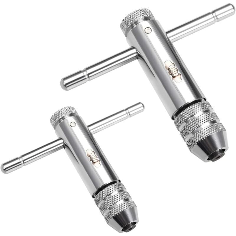 foto del prodotto 2 chiavi a cricchetto per maschi, chiavi a cricchetto regolabili con impugnatura a t, portamaschi m3-m8 m5-m12, accessori per maschiatura manuale