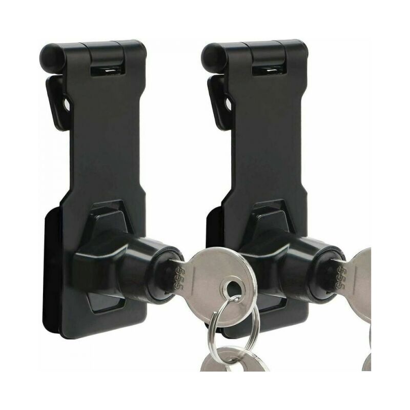 foto del prodotto 2 chiusure con chiusura a chiave con serratura e chiusura in metallo per porte armadi finestre nere