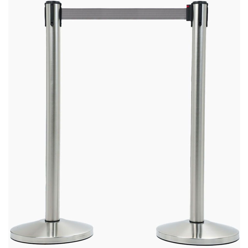 foto del prodotto 2 colonnine tendinastro di 3 m in acciaio nastro grigio