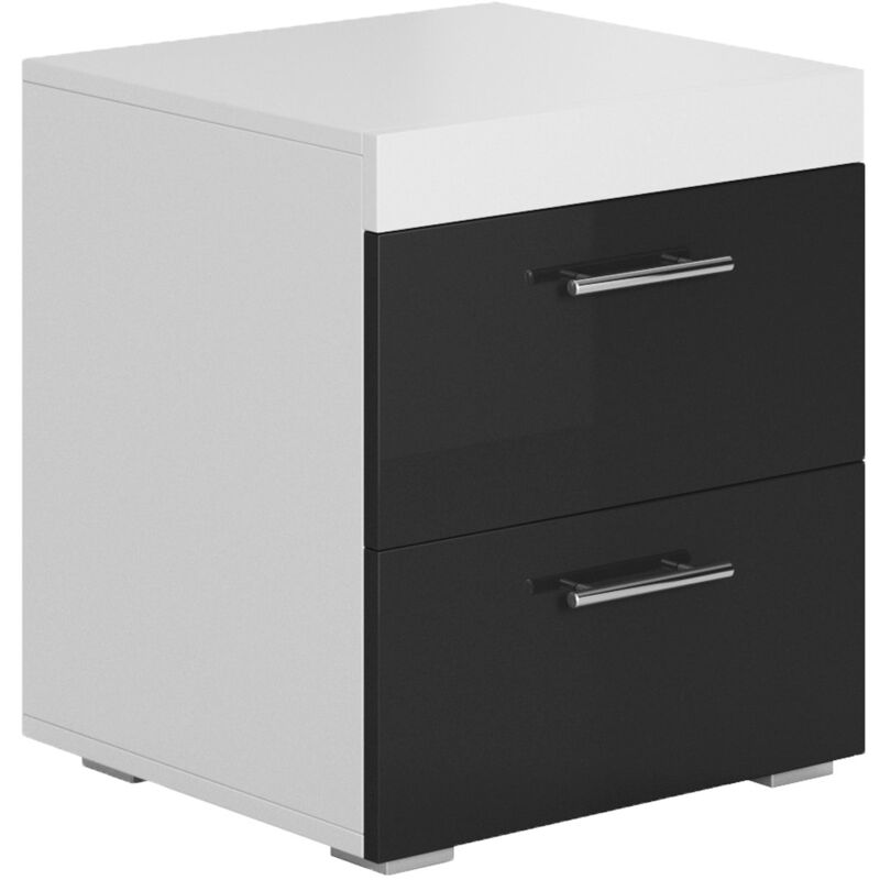 immagine 0 del prodotto 2 comodini 2 cassetti cassetiera tavolino camera da letto mobile design moderno 45x50x40cm modello ciro bianco e nero finitura lucida