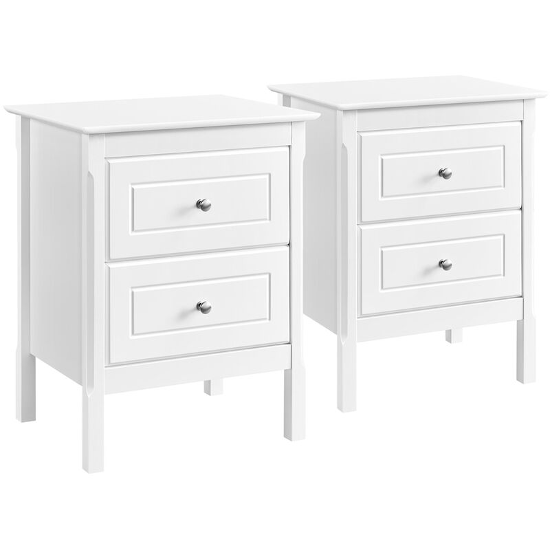 foto del prodotto 2 comodini da camera da letto moderni con 2 cassetti armadietto cameretta tavolini da salotto laterale divano 48 x 40 x 61 cm bianchi yaheetech
