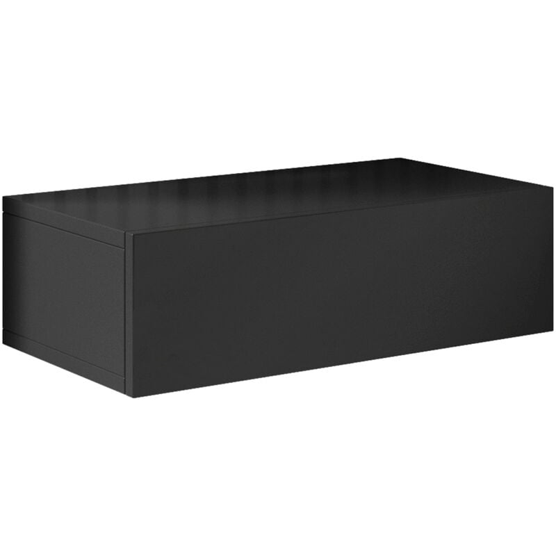 foto del prodotto 2 comodini sospesi 1 cassetto cassetiera tavolino camera da letto mobile design moderno 46x15x34cm modello europa nero finitura lucida