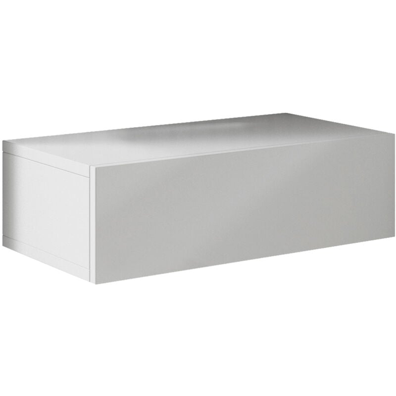 foto del prodotto 2 comodini sospesi 1 cassetto cassetiera tavolino camera da letto mobile design moderno 46x15x35cm modello europa bianco finitura lucida