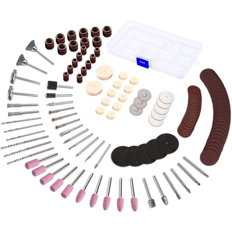 foto del prodotto 2 confezioni 141 pezzi di accessori per utensili rotanti con albero da 3 mm taglio universale lucidatura foratura smerigliatura incisione, mini