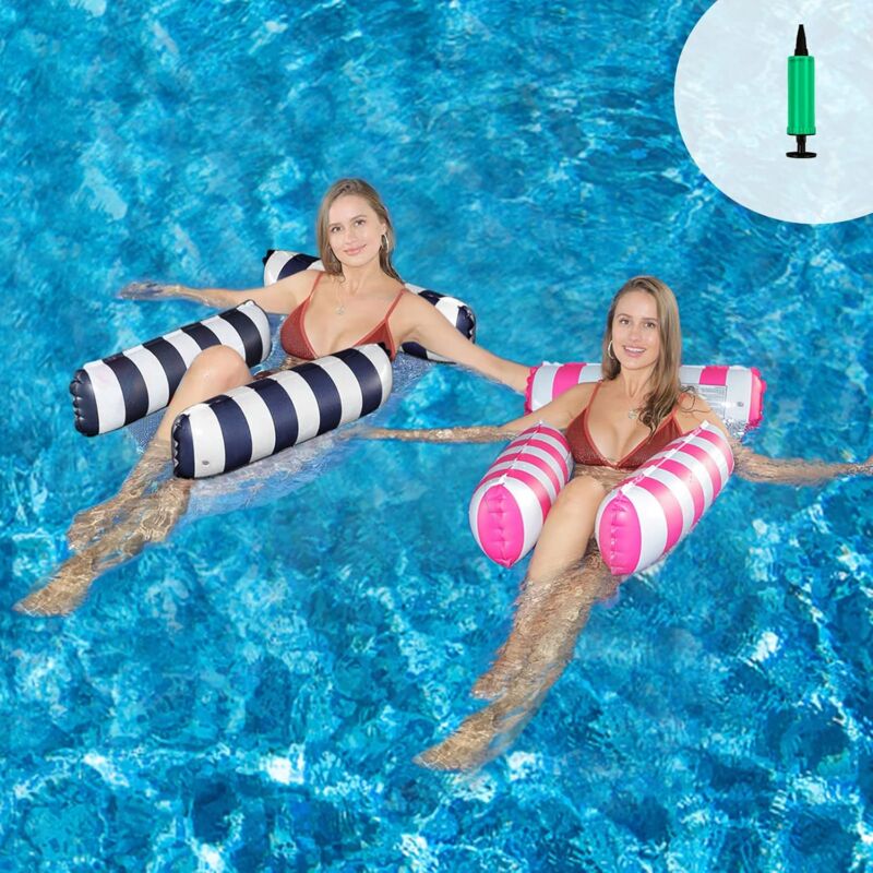 foto del prodotto 2 confezioni di amache per piscina, materassini gonfiabili per piscina, amaca galleggiante reclinabile 4 in 1, amaca d acqua, galleggianti e