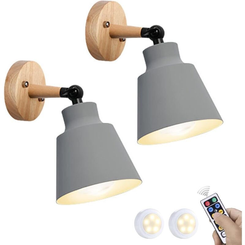 foto del prodotto 2 confezioni di applique da parete vintage industriali e27 illuminazione interna in metallo regolabile grigio 