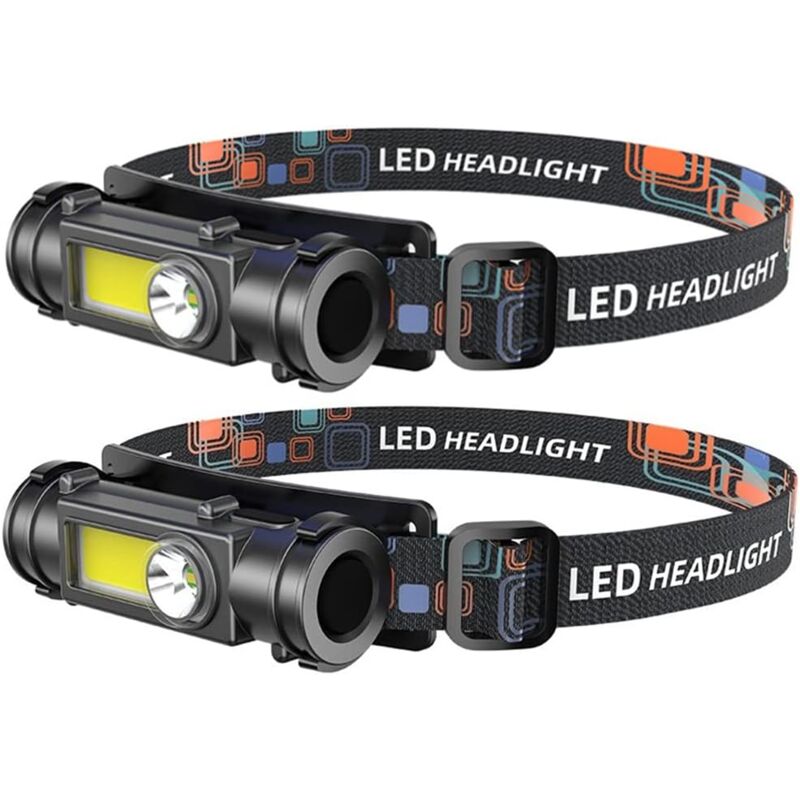 foto del prodotto 2 confezioni di fari a led cob 18650 con batteria ricaricabile usb