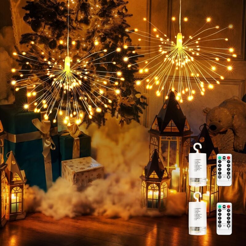 foto del prodotto 2 confezioni di luci per fuochi d artificio, luci per interni impermeabili, 8 modalit con telecomando per camera da letto e decorazioni per feste