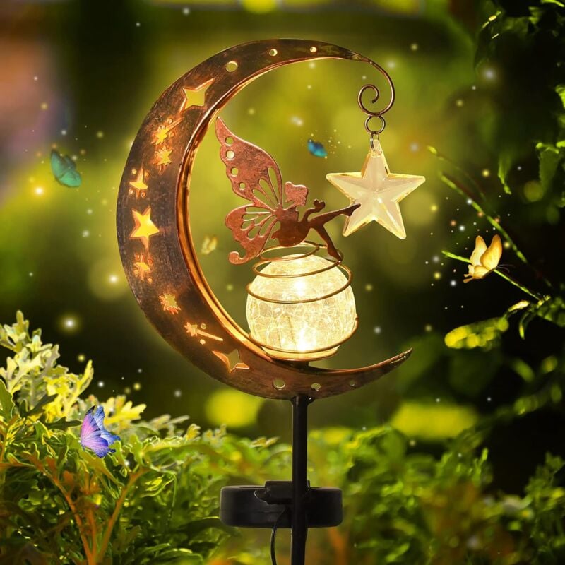 foto del prodotto 2 confezioni di luci solari da giardino, decorazione da giardino per esterni, luce a forma di luna, lampada solare a led per esterni da giardino per
