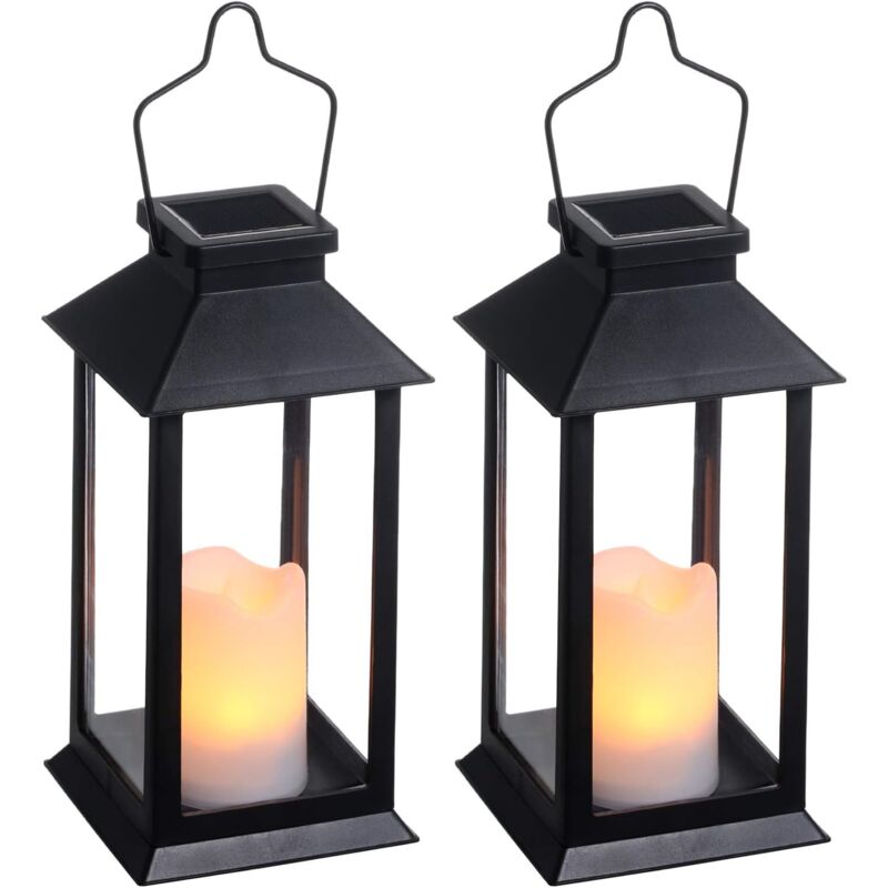 foto del prodotto 2 confezioni di luci solari da giardino per esterni, lanterne solari per esterni con candele led senza fiamma, luci solari decorative a led