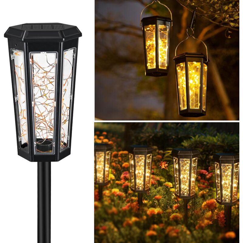 foto del prodotto 2 confezioni di luci solari per esterni impermeabili ad energia solare, 2 modalit di illuminazione, accensione spegnimento automatico, luci da