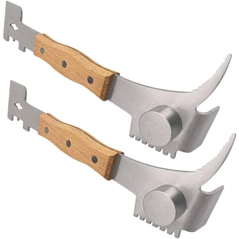 foto del prodotto 2 confezioni di utensili multiuso per alveari, utensili per raschiare gli alveari, utensili per apicoltura con manico in legno e 7 funzioni per