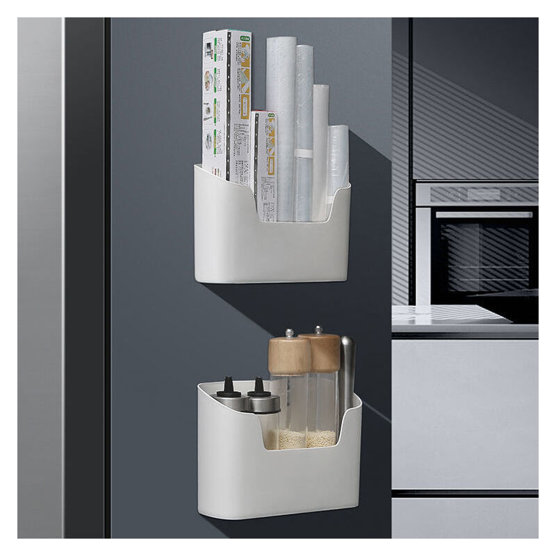 foto del prodotto 2 contenitori portaoggetti per ante di mobili da cucina, contenitori portaoggetti adesivi da parete, organizer per guardaroba bagno frigorifero per