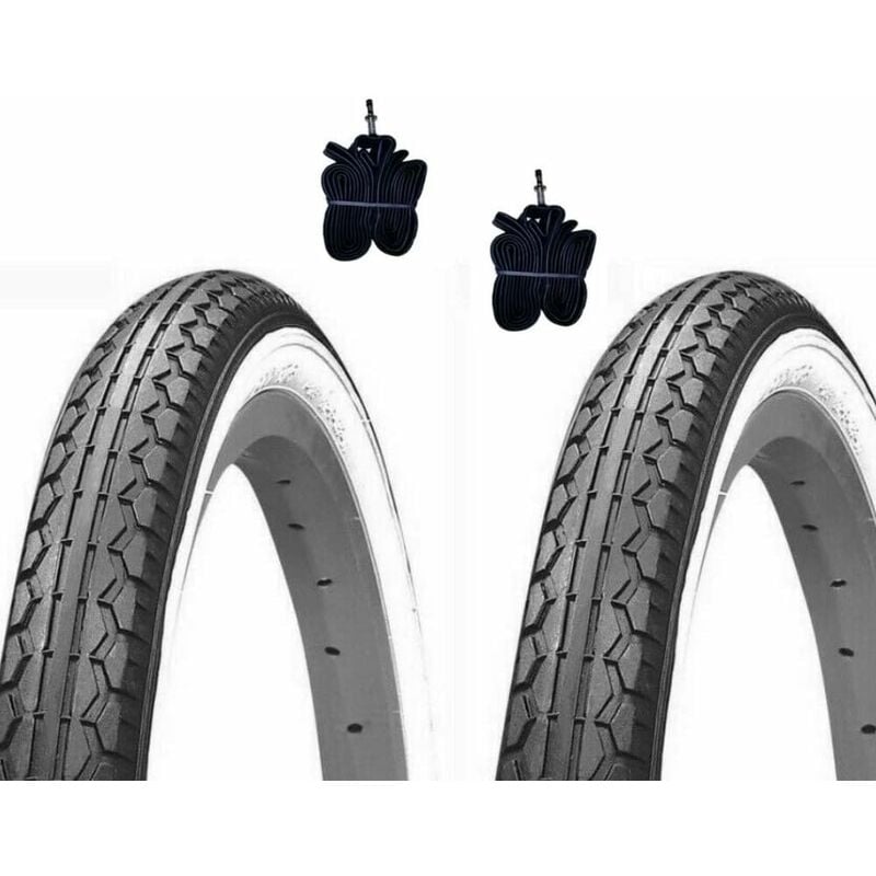 foto del prodotto 2 copertoni 2 camere d aria bici 20 x 1.75 graziella bianco nero