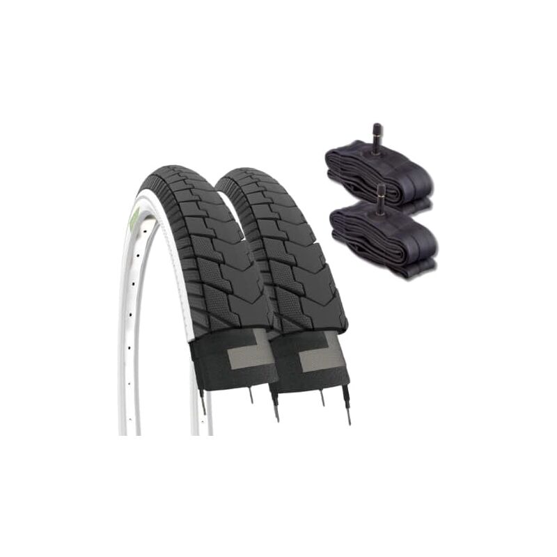 foto del prodotto 2 copertoni 24 x 1.75 47 507 2 camere d aria schrader america per pneumatici stradali bianco neri graziella city bike bici da 24 olanda