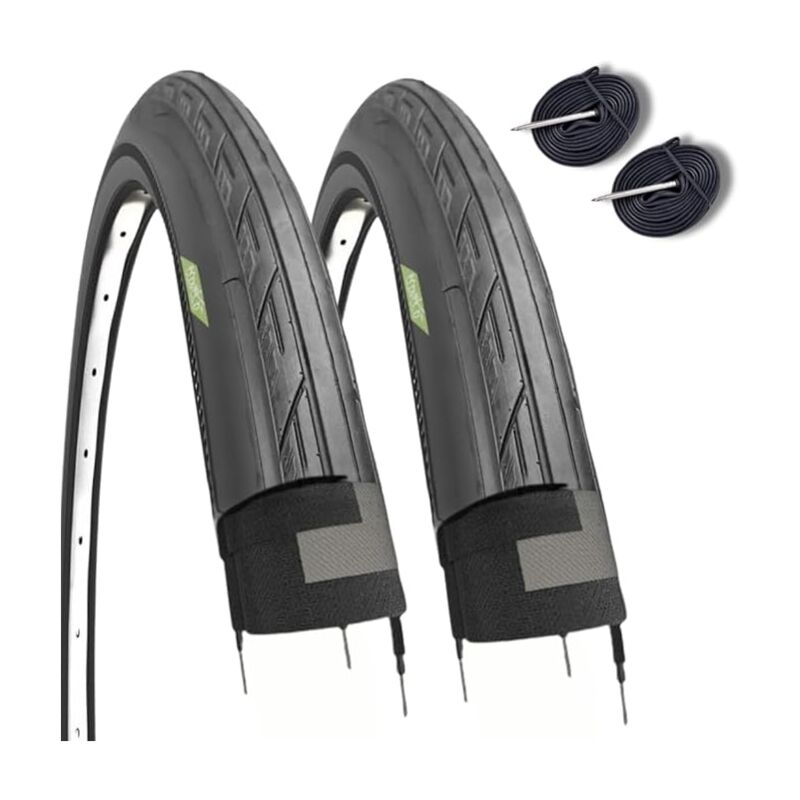 foto del prodotto 2 copertoni 700 x 25c 25 622 2 camere con valvola francese 48 mm pneumatici stradali per bici da corsa road bike bdc strada da passeggio