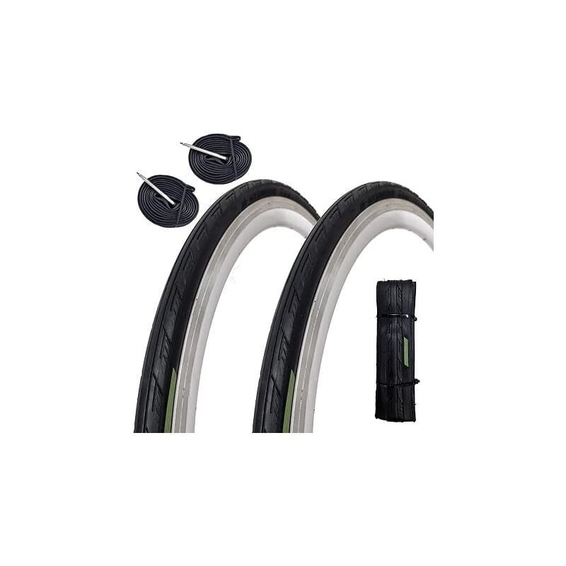 foto del prodotto 2 copertoni 700 x 25c 25 622 camere pneumatici neri per bici da corsa road bike strada bicicletta