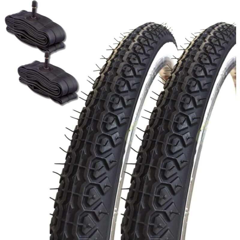 foto del prodotto 2 copertoni bianconeri 2 camera d aria schrader america 20 x 1.75 44 406 city bike bici graziella